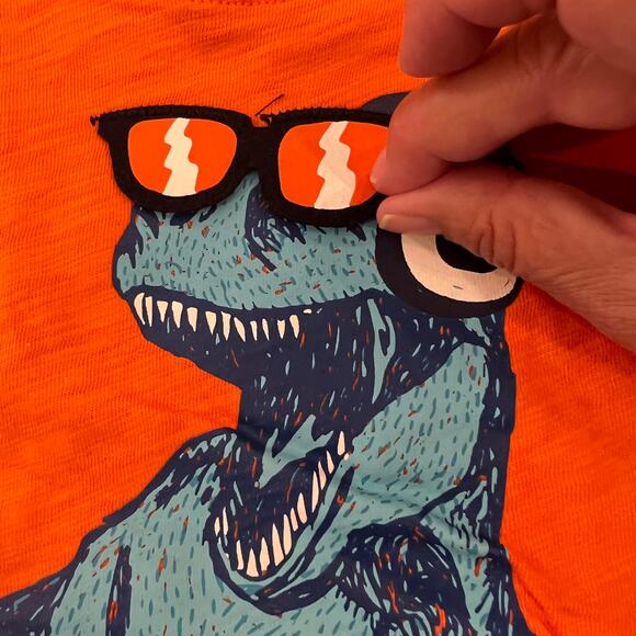 NWT GAP Toddler Orange W/Blue Dinosaur Flip Glasses Graphic Crew T-Shirt - Picture 4 of 8